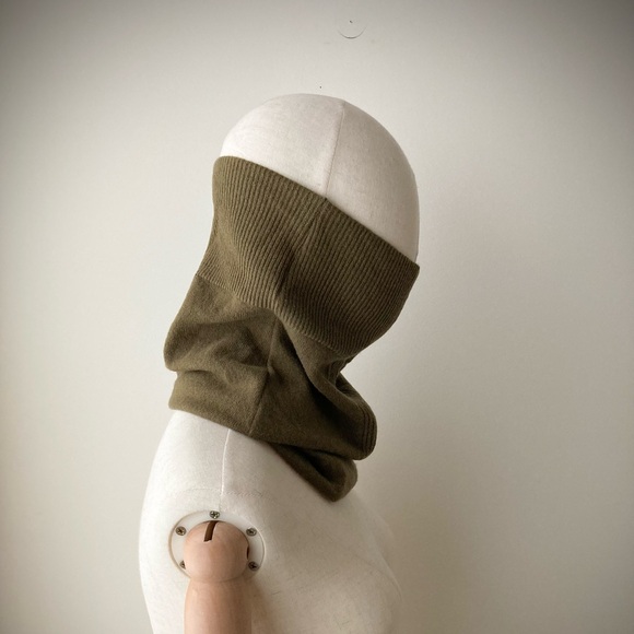 joodito 100% cashmere snood scarf cowl high collar turtleneck army drab green - Picture 3 of 8